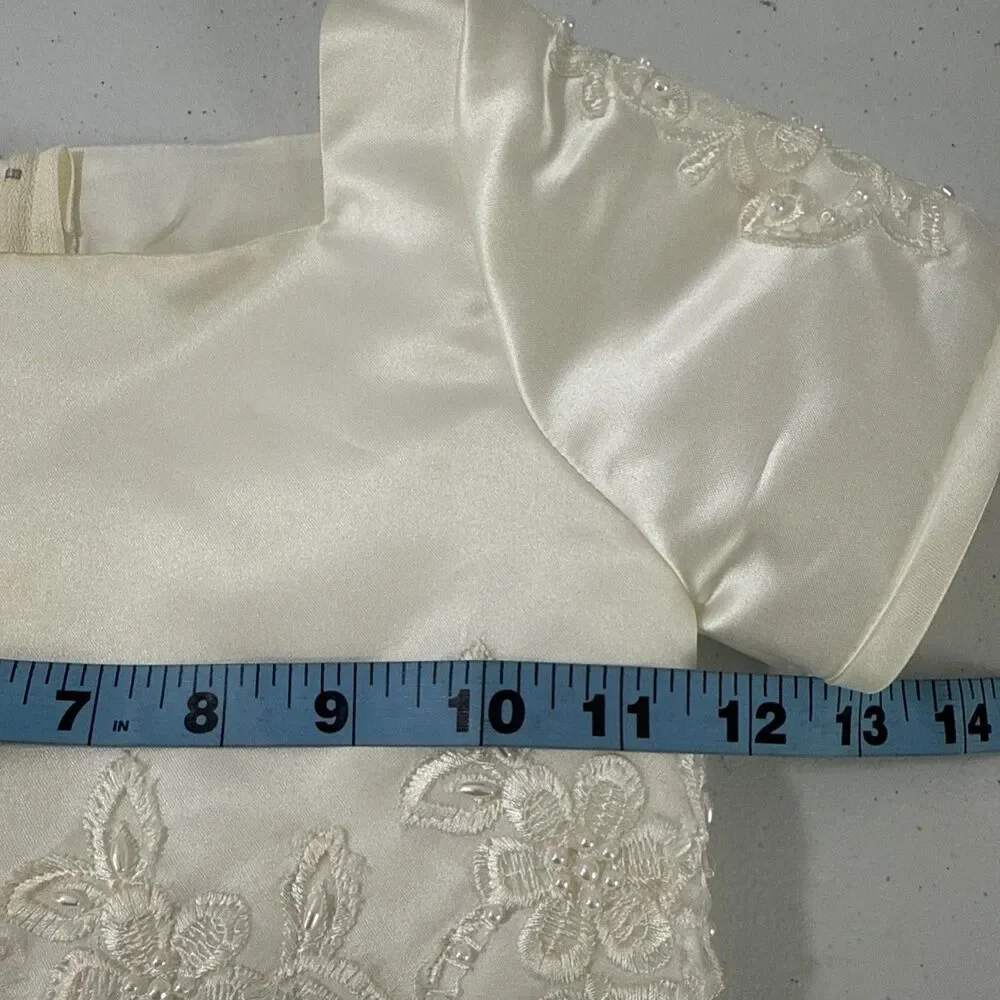 Majestic Dress Kids 4 Ivory Sleveless‎ Beaded Bow Tulle Ball Gown Formal Party